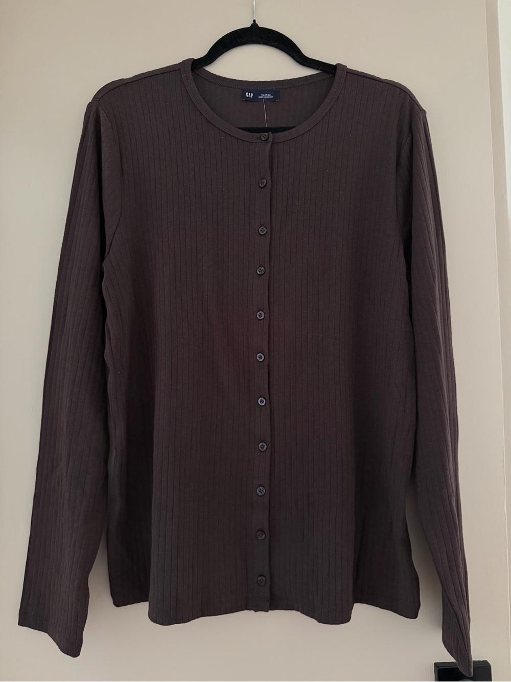 GAP Ribbed Button Cardigan in Dark Brown NWT